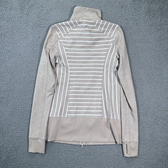 Lululemon Nice Asana Jacket Stripe Women's 8 Beige Luon Full Zip Activewear Yoga - Picture 3 of 16